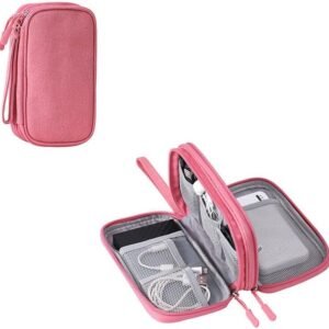 HORNO Travel Cord Organizer，Electronics Accessories Organizer Pouch Bag for Charger,USB Cable,Business Travel Gadget Bag ﻿ (Pink)