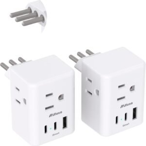 Italy Travel Plug Adapter, Italy Travel Essentials, Type L Adapter for Italy, San Marino, Vatican City, European Plug Adapter with 3 Electrical Outlets and 3 USB Charger Ports