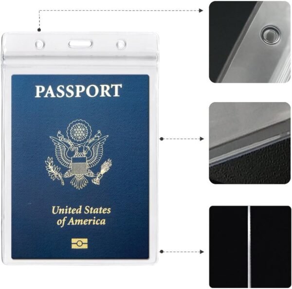 4x6Inch Extra Large Passport Holders ID Badge PVC Card Holder with Lanyards Fill for Passports by ALMHPVC (3Pack Black Lanyards) - Image 3
