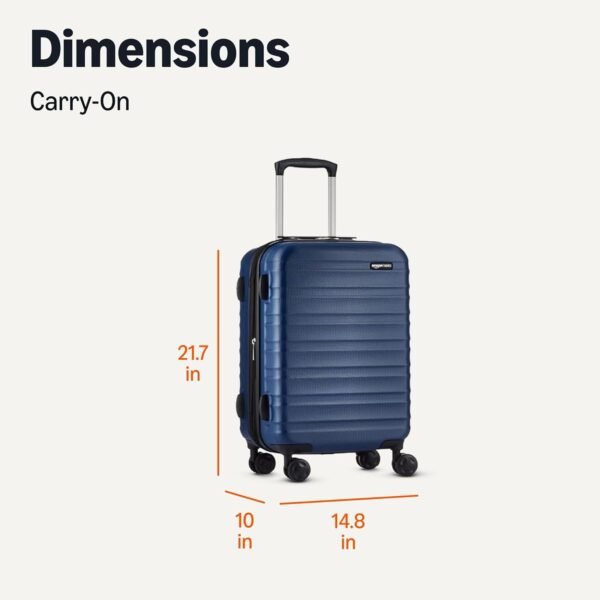Amazon Basics 21" Hardside Carry-On Luggage, Hardshell Suitcase With Wheels, Expandable For Up to 25% More Space, With Scratch-Resistant Surface, Four Multi-directional Wheels, Navy Blue - Image 6