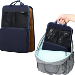 Unisex Foldable Vertical Backpack Organizer Insert for Tote Bag, Carry On, Picnic, Camping - With Pockets & Handle