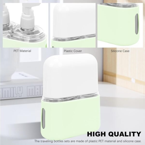 Skycase Travel Bottles - Leak Proof Refillable TSA Approved Travel Size Toiletries, 2 in 1 Liquid Bottles Containers with Labels and Funnel Airplane Accessories Kits for Lotion Liquid (Green) - Image 5