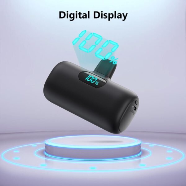 [2 Pack]Mini Portable Charger 5000mAh,Ultra-Compact 15W PD Fast Charging Power Bank,LCD Display Cute Battery Pack Backup Charger Compatible with iPhone 14/14 Pro Max/13/13 Pro/12/XR/8/7/6-Black+White - Image 7