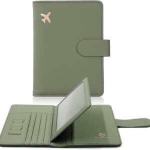 Melsbrinna Rfid Passport Holder for Travel women/Men, Cute Passport Wallet Rfid Blocking Card Slots, Rfid Passport Cover/CaseTravel Wallet, Passport Book Holder (1, Green)