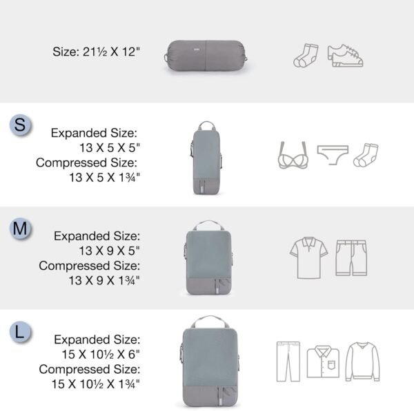 BAGSMART 6 Set Compression Packing Cubes - Lightweight Travel Essentials, Durable Luggage Organizer - Image 2