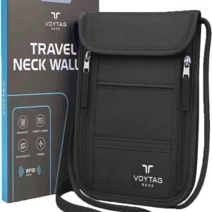 Ultra-Slim Comfort Neck Wallet & Passport Holder - RFID-Protected, Stylish Travel Pouch for Men & Women (Black)