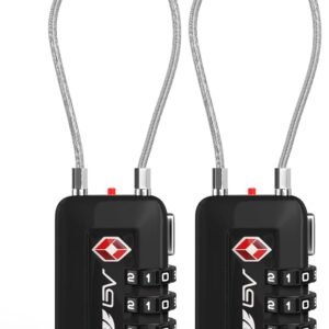 TSA Accepted Luggage Travel Lock, Set-Your-Own Combination Lock for School Gym Locker, Luggage Suitcase Baggage Locks, Filing Cabinets, Toolbox, Case (Black, 2 Pack)