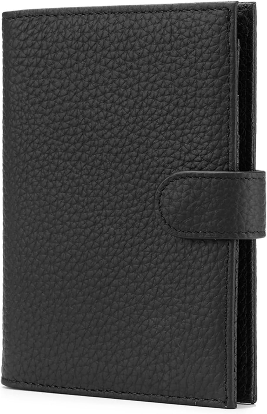 RFID Slim Passport Holder for Man & Women, Compact Leather Passport Wallet with Card Holders SIM Slots, Zippered Coins Pocket and Cash Holder Travel Passport Cover Case, Black
