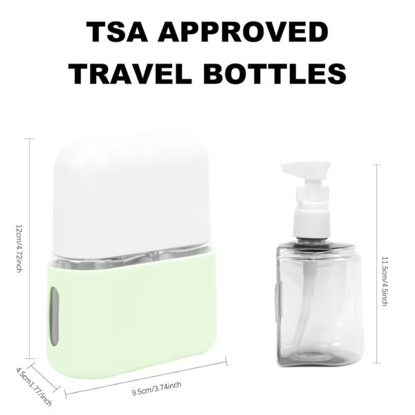 Skycase Travel Bottles - Leak Proof Refillable TSA Approved Travel Size Toiletries, 2 in 1 Liquid Bottles Containers with Labels and Funnel Airplane Accessories Kits for Lotion Liquid (Green) - Image 4