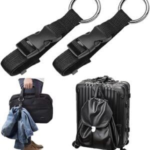 2 Pack Add a Bag Strap - Adjustable Suitcase Belt - Carry Your Extra Bags - Travel Attachment Travel Accessories for Connecting Your Luggage Jacket (Black)