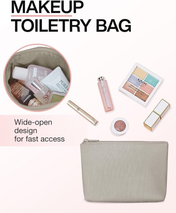 Weekender Bags for Women, BAGSMART Travel Duffel Bags with Shoe Compartment,Personal Item Travel Bag for Airlines, Carry on Overnight Tote Bag with Toiletry Bag(Beige,2pcs) - Image 6