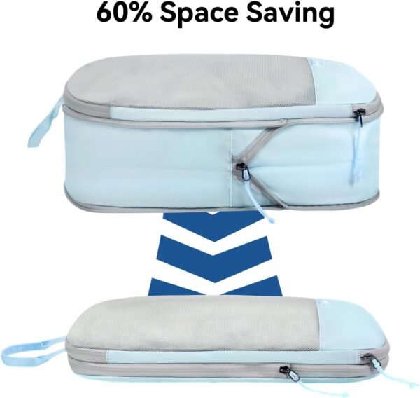 Voova 6 Set Compression Packing Cubes, Travel Accessories Expandable Packing Organizer Bags Set for Carry on Suitcase, Durable Luggage Packing Cubes for Travel Essentials, Blue - Image 4