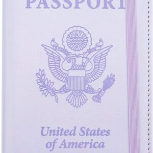 Passport Holder for Travel, Leather Passport Holder RFID Blocking Passport Cover Wallet Passport Case with Pen Holder Passport Holders for Travel Women Men Family Travels Must Haves Essentials,Purple