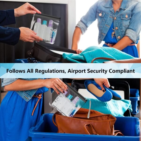 4Pcs Clear TSA Approved Security Toiletry Bag Quart Size for EU UK & US Carry-on Regulations Waterproof & Leakproof Travel Bags for Liquids - Image 5