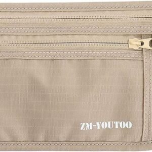 Money Belt for Travel - Hidden Travel Pouch Protect Your Credit and Money With RFID Blocking Passport Holder Waist Wallet (Khaki)