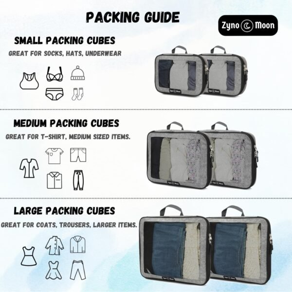 Travel Compression Packing Cubes Set – 6 Lightweight Luggage Organizers with Durable Zippers & Mesh Panels – Space-Saving Packing Bags for Suitcase, Backpack, Carry-On and More - Image 3