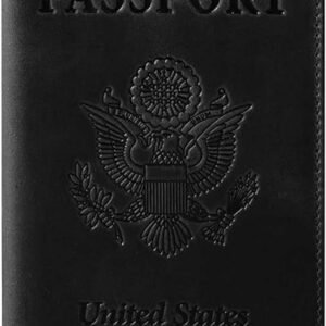 Ciana PU Leather Passport Holder for Travel Slim Passport Cover for Men & Passport Case with Card Protector Slot, Stylish Passport Holder for Travel Women (Black)