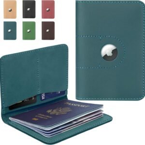ALLIVE Genuine Leather Passport Holder with Airtag, Travel Must Haves Airport Essentials, Passport Cover Case Travel Gifts