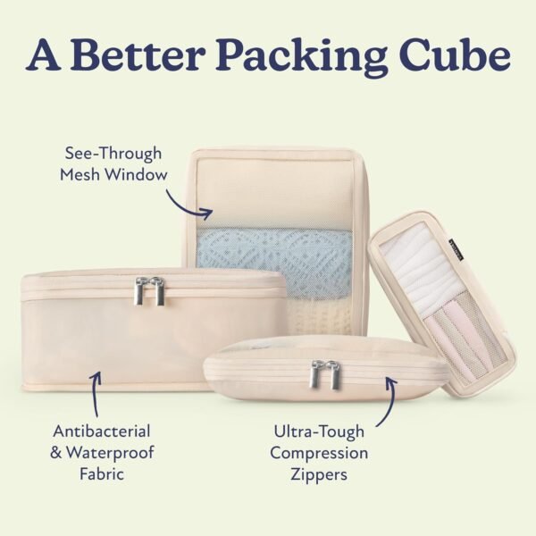 VANDEL Space-Saving Compression Packing Cubes for Women, Men, Compressible Carry On Suit Case Organizer Luggage Packing Cubes for Travel Organizer Bags for Luggage and Backpacks, Suitcase Cube - Image 3