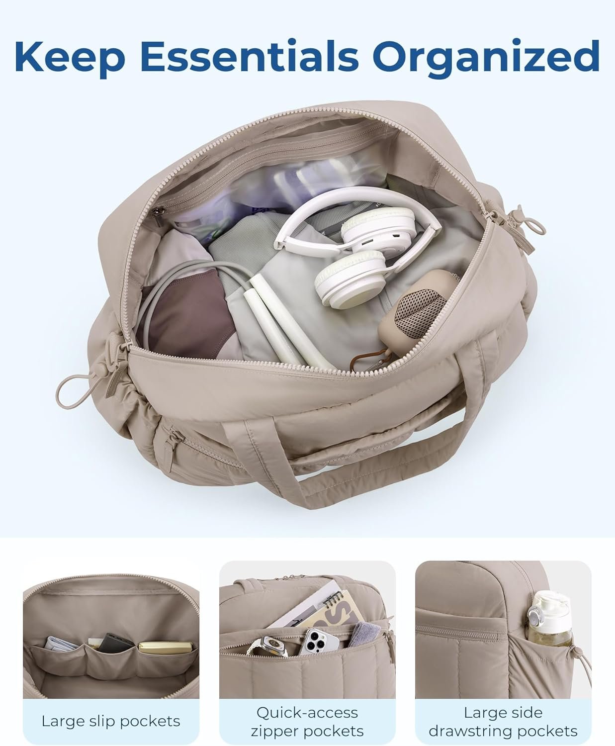 BAGSMART Gym Bag for Women, Duffle Bag for Travel with Wet Pocket, Lightweight Carry on Weekender Duffel, Water Resistant - Image 3