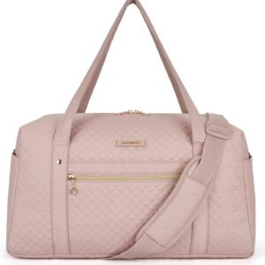 Travel Duffle Bag, BAGSMART 37L Weekender Overnight Bag with Wet Pocket for Women, Large Carry On Bag with Laptop Compartment and Shoes Bag for Travel, Business Trips, Sports(Pink)