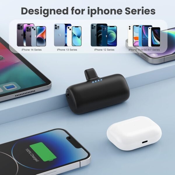 [2-Pack] Mini Portable Charger for iPhone,5200mAh Ultra Compact PD Fast Charging Power Bank,Plug-in Battery Pack Travel Cordless Phone Charger,Compatible with iPhone 14/14Pro/13/12/11/X/8/7/6plus etc - Image 3