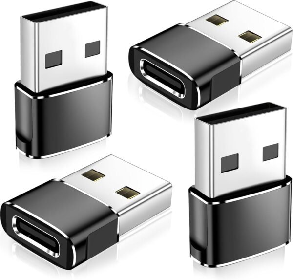 𝟒𝐏𝐚𝐜𝐤 𝐔𝐩𝐠𝐫𝐚𝐝𝐞𝐝 USB to USB C Adapter,Type-C Female to A Male Car Charger OTG Converter for Apple Watch Ultra 8 9 10,iPhone 16 15 14 13 Pro Max,Samsung S24,Nintendo Switch,AirPods,iPad,Car