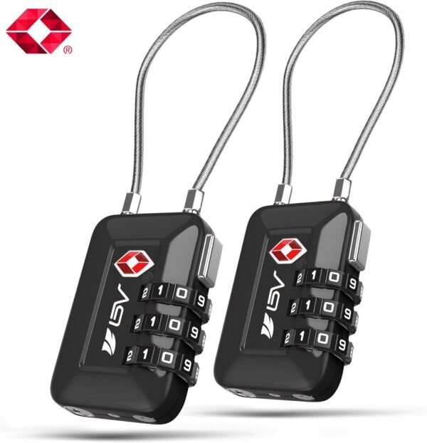 TSA Accepted Luggage Travel Lock, Set-Your-Own Combination Lock for School Gym Locker, Luggage Suitcase Baggage Locks, Filing Cabinets, Toolbox, Case (Black, 2 Pack) - Image 8