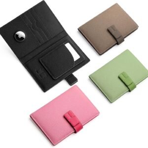 Full Grain Leather Passport Holder for Travel Women Men Passport Wallet with Airtag Slot RFID Blocking Travel Essentials Passport Cover Case Black