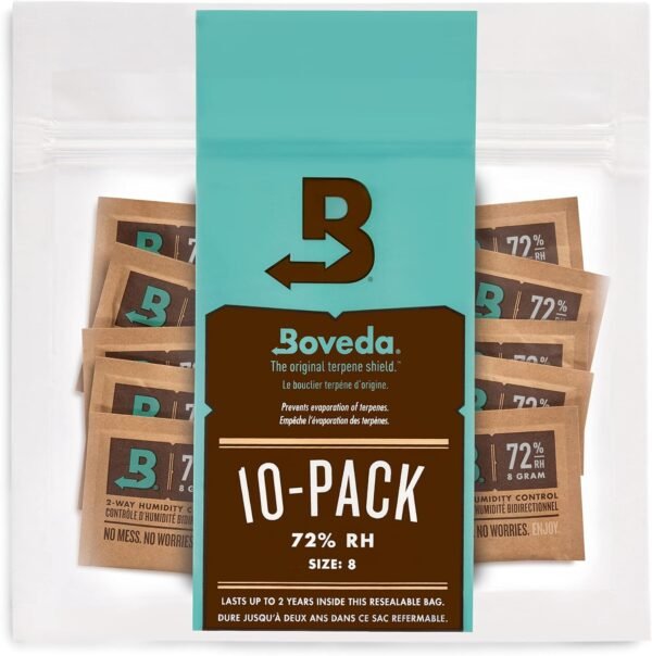 Boveda 72% RH 2-Way Humidity Control – Restores & Maintains Humidity–All In One Solution For Humidification- Patented Technology for Humidity Control Convenient & Versatile - 10 Count Resealable Bag - Image 9