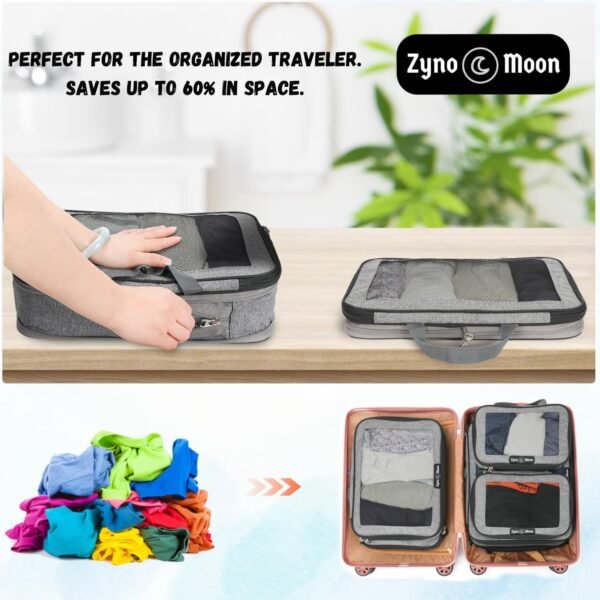 Travel Compression Packing Cubes Set – 6 Lightweight Luggage Organizers with Durable Zippers & Mesh Panels – Space-Saving Packing Bags for Suitcase, Backpack, Carry-On and More - Image 4