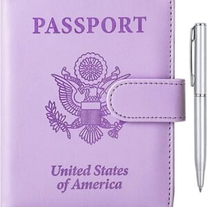 TIGARI Unisex Passport Wallet, RFID Protected, Water Resistant, Faux Leather, B-Light Purple