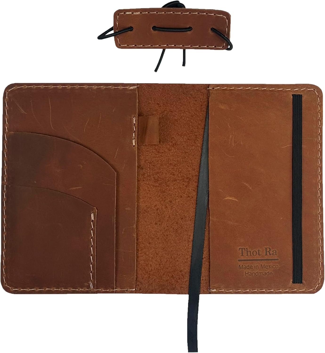 Leather Cover for Field Notes, Passport Cover, Leather Notebook Cover for 3.5" x 5.5" with Pen Holder, Only Cover (Bourbon) - Image 6