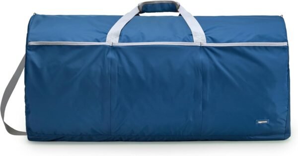 Amazon Basics 32" Extra Large Foldable Duffle Bag for Travel & Storage, with Exterior/Interior Zippered Pockets, Lightweight/Durable Nylon Material, 50-LBS Capacity, 9254 Cubic Inch (150L), Navy Blue