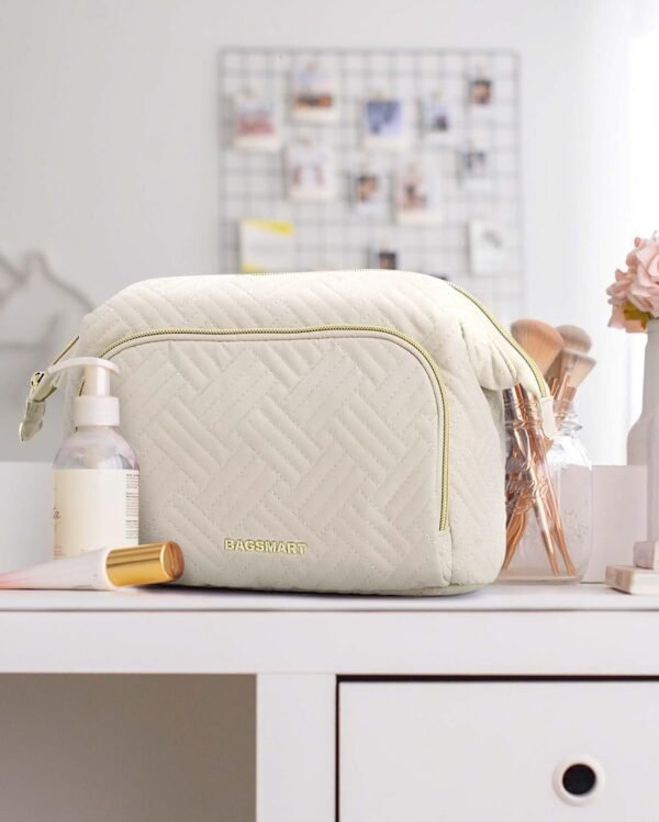 BAGSMART Travel Makeup Bag, Cosmetic Bag Make Up Organizer Case,Large Wide-open Pouch for Women Purse for Toiletries Accessories Brushes - Image 7