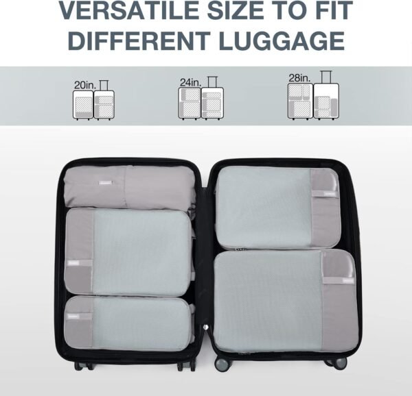 BAGSMART 6 Set Compression Packing Cubes - Lightweight Travel Essentials, Durable Luggage Organizer - Image 3