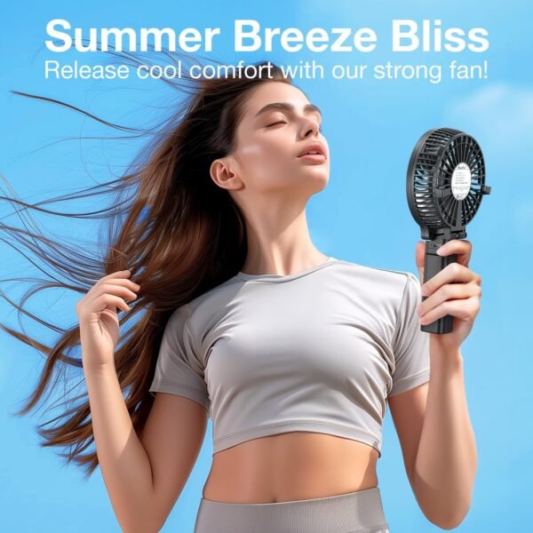 VersionTECH. Portable Handheld Fan, Powerful+Durable+4000mAh+180° Foldable, Mini Table Fans with USB Rechargeable Battery Operated Cooling Accessories for Personal Use, Travel, Office Black - Image 4