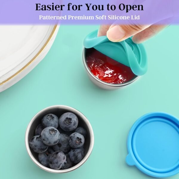 6x1.6 Oz Salad Dressing Containers With Lids, Small Leakproof Reusable Stainless Steel Salad Dressing Container To Go For Lunch Boxes,Sauce containers, Picnics,Travel Meal Prep And Kitchen Storage. - Image 8