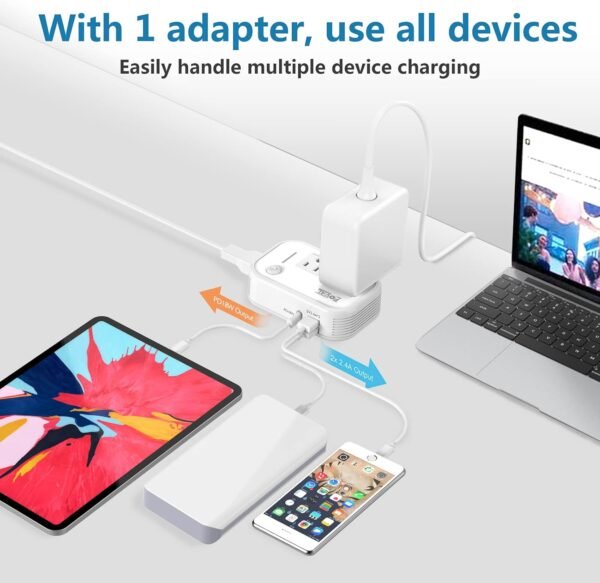 220V to 110V Converter Travel Adapter: FOVAL International Step Down Power Converter for Hair Straightener/Curler with 18W USB-C Port Outlet Voltage Converter US to Europe Italy UK AU China Plug - Image 4