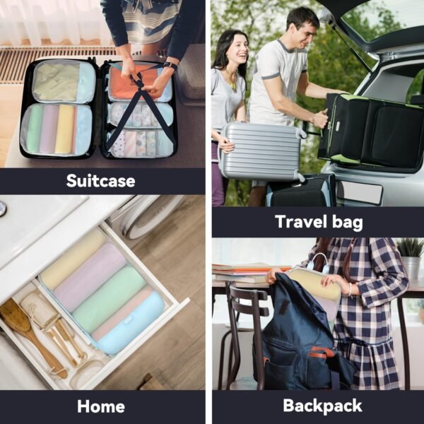 Voova 6 Set Compression Packing Cubes, Travel Accessories Expandable Packing Organizer Bags Set for Carry on Suitcase, Durable Luggage Packing Cubes for Travel Essentials, Blue - Image 7