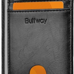Buffway Slim Minimalist Front Pocket RFID Blocking Leather Wallets for Men and Women