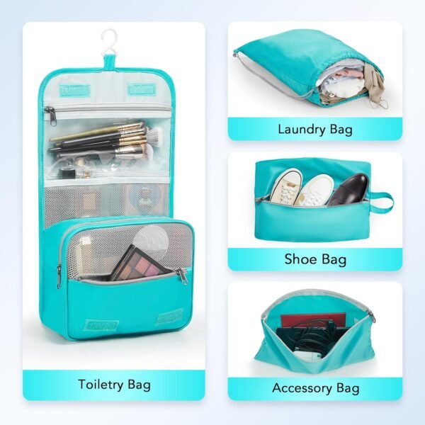 10 Set Compression Packing Cubes for Travel Essentials,Compressible Expandable Packing Cubes for Suitcase,OlarHike Luggage Organizer Bags for Travel,Handy Helper for Organizing Clothes(Cyan) - Image 5