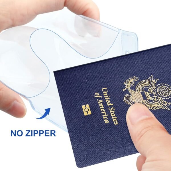 3 Pack Clear Plastic Passport Badge Holders with Lanyard, 4x6 Inch Vertical No Zipper ID Card Holder with Black Lanyard Extra Large ID Badge Holder for Passport - Image 3
