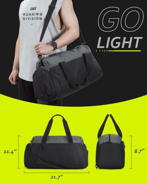 BAGSMART Gym Bags for Men Women, Foldable Travel Duffle Bag, Lightweight Weekender Duffel Bag With Shoe Compartment, Water Resistant Workout Duffle Sports Bag for Travel Yoga, Black - Image 3