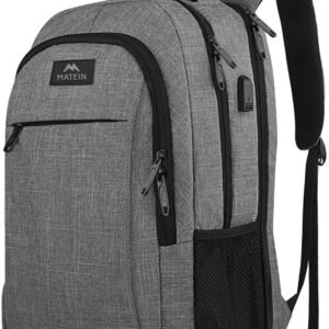 MATEIN Extra Large 18.4 Inch Laptop Backpack, Travel Computer Backpack with USB Charging Port TSA Friendly, Anti Theft College Backpack Flight Approved Business Work Big Bag for Women Men, Grey