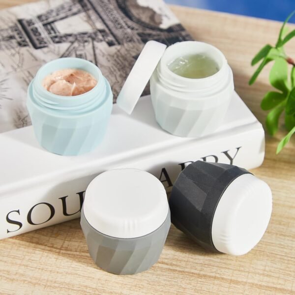 Travel Containers for Toiletries, Premium Cosmetic Silicone Cream Jars, TSA Approved Leak-Proof Refillable Travel Size Toiletries with Clear Bag for Cosmetic Face Body Cream (Gray) - Image 4