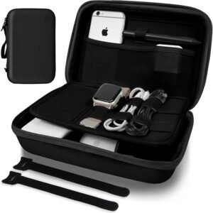 Hard Travel Electronic Organizer Case for Power Bank Chargers Cables USB Flash Drive SD Card Electronics & Backpack Organizer Travel Case Small Portable Accessories Bag, Black