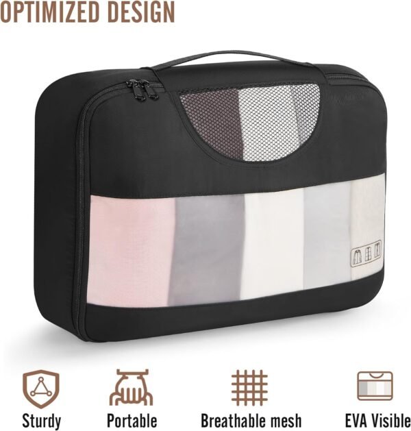 Veken 8 Set Packing Cubes for Travel Essentials, Suitcase Organizer Bags Set for Luggage, Road Trip Travel Accessories in 4 Sizes (Extra Large, Large, Medium, Small), Black - Image 4