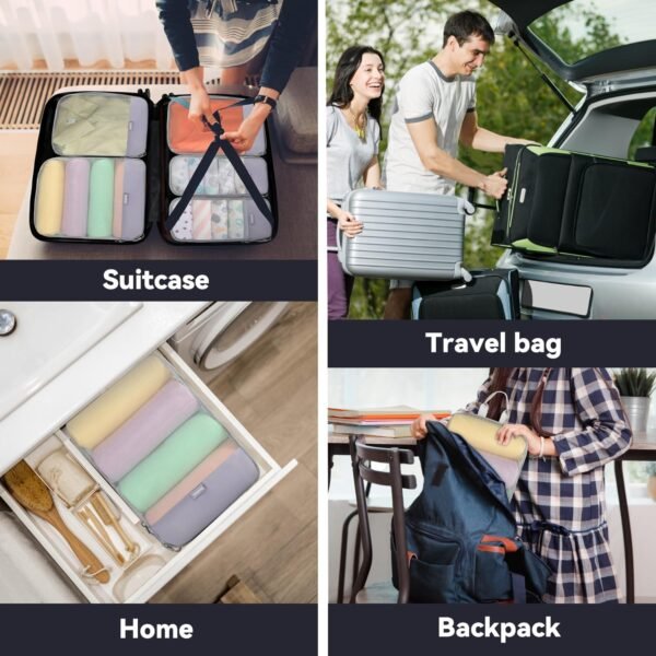 Voova 6 Set Compression Packing Cubes, Travel Accessories Expandable Packing Organizer Bags Set for Carry on Suitcase, Durable Luggage Packing Cubes for Travel Essentials,Grey - Image 7