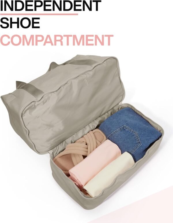 Weekender Bags for Women, BAGSMART Travel Duffel Bags with Shoe Compartment,Personal Item Travel Bag for Airlines, Carry on Overnight Tote Bag with Toiletry Bag(Beige,2pcs) - Image 3